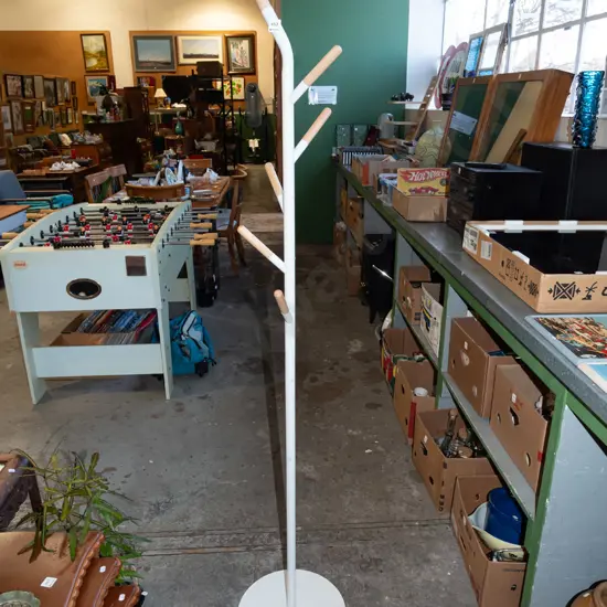 metal and wood contemporary coat stand H1730 