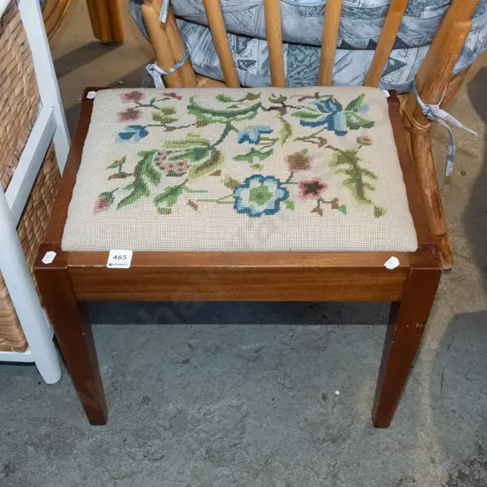 upholstered and wood footstool