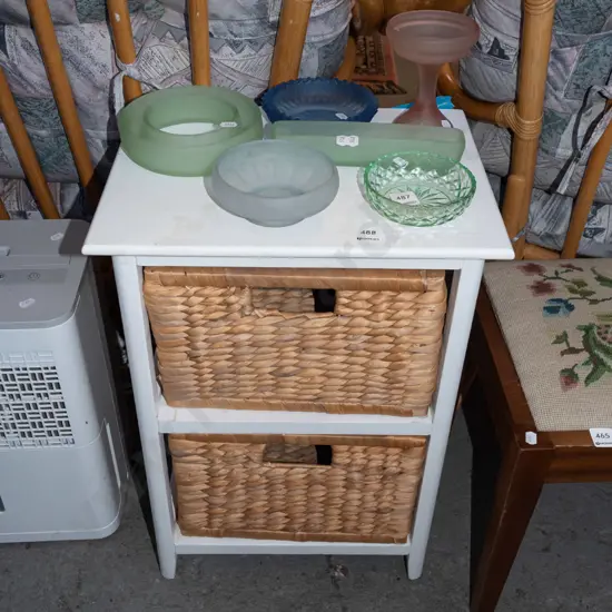 white painted mdf cabinet with 2x seagrass drawers