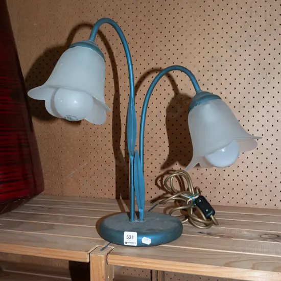metal and glass twin bulb lamp H420