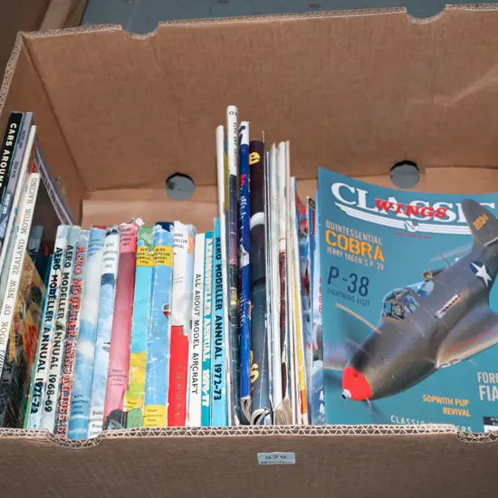 box; model aeroplane books, magazines