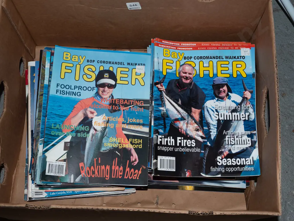 box of Bay Fisher magazines Image 1++