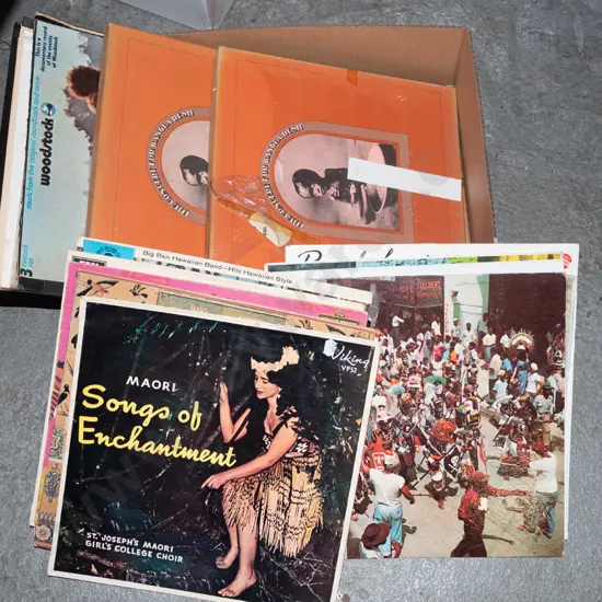 box of LPs