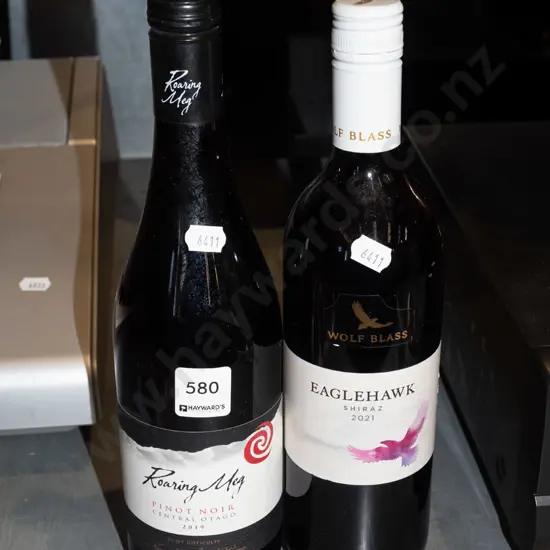 Roaring Meg pinot noir 2019, Eagle Hawk shiraz 2021