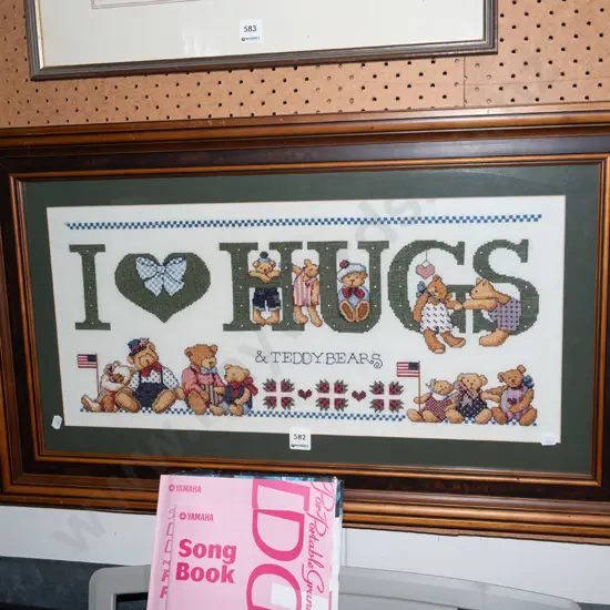 framed needlework - teddy bears