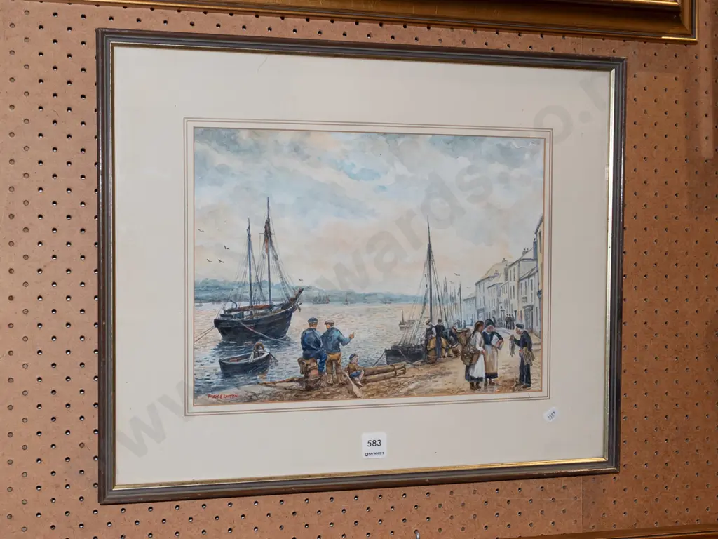 framed watercolour - dock side Image 1++