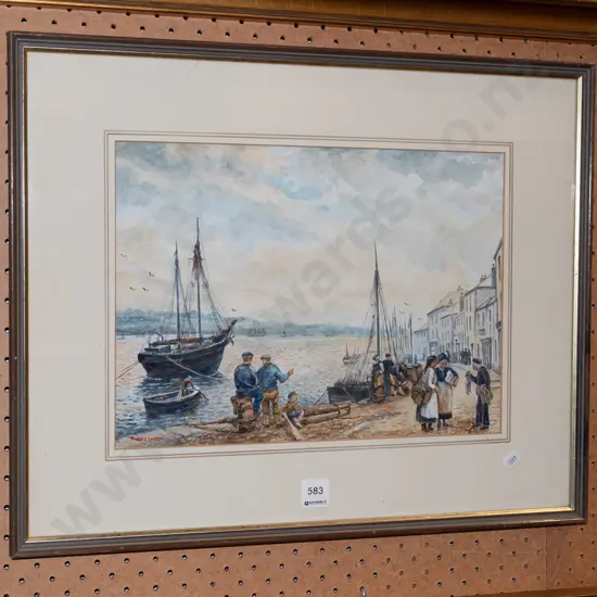 framed watercolour - dock side