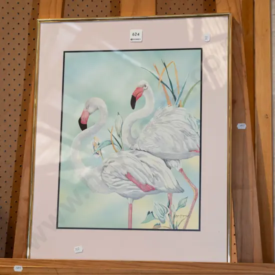 framed print - flamingoes