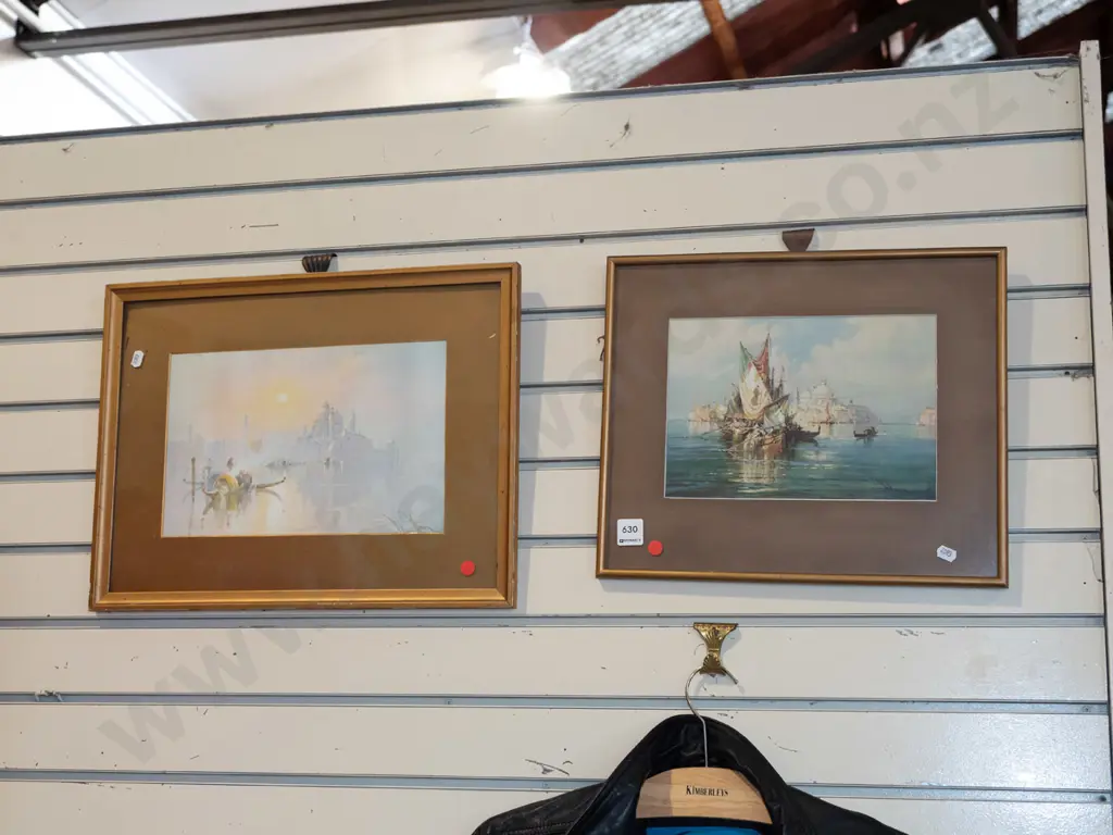 2x framed prints - Venice scenes - red dots Image 1++