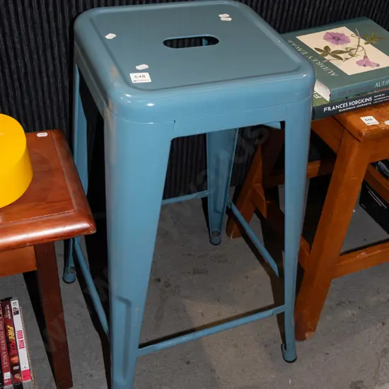blue metal stool