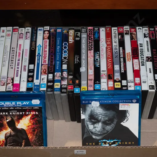 box; DVDs, blue rays