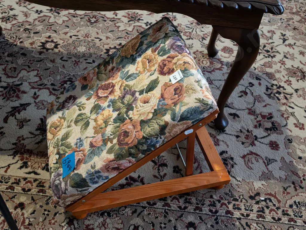 floral upholstered adjustable  footstool Image 1++