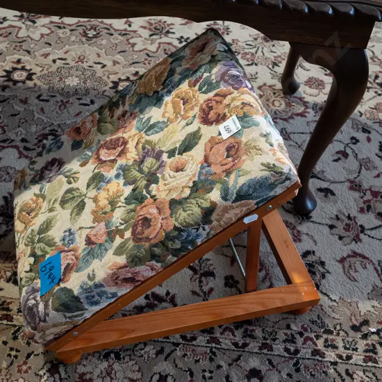 floral upholstered adjustable  footstool