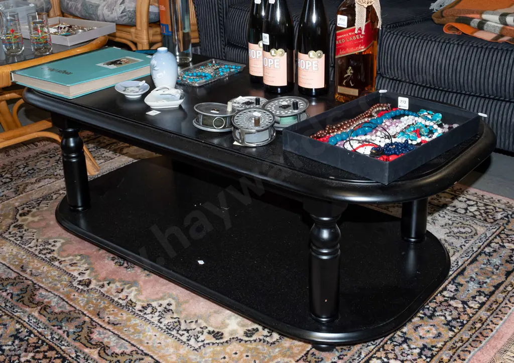 black painted 2 tier coffee table H420 W1170 D540 Image 1++