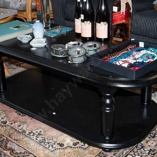 black painted 2 tier coffee table H420 W1170 D540