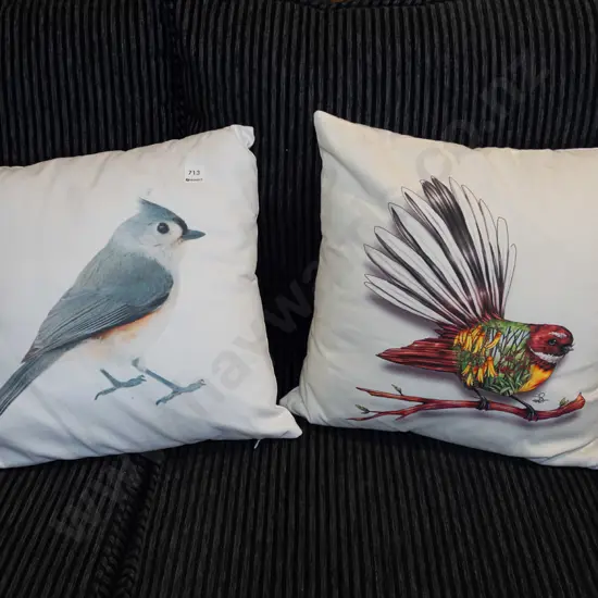 2x bird themed cushions