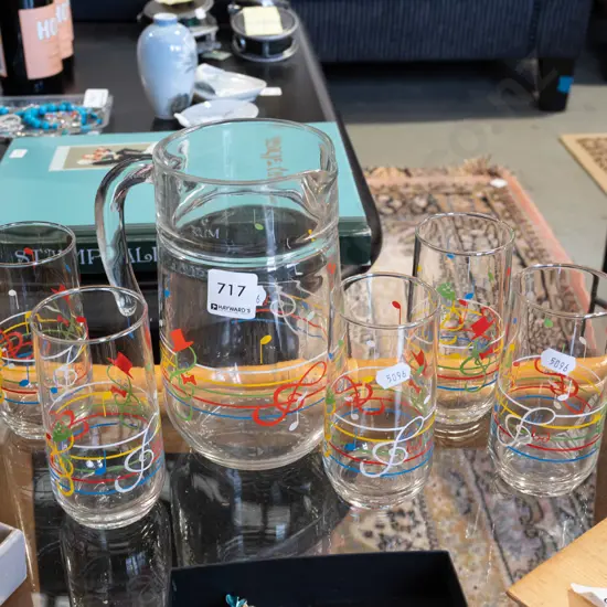 1980s glass water set