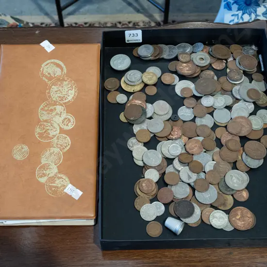 tray and album of coins