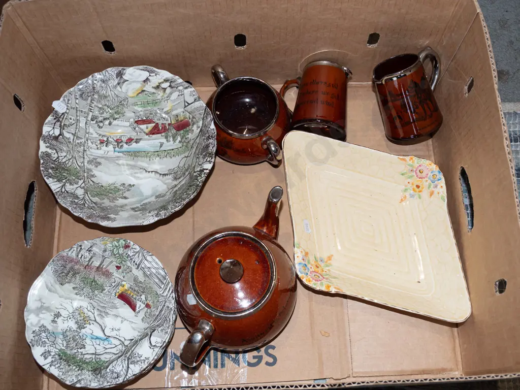 Burslem teapot, jug & creamer, Johnson Brothers sweet set etc Image 1++