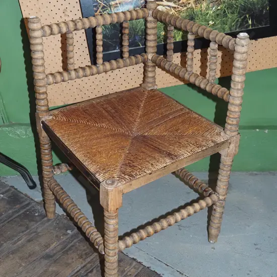 restorer's seagrass cotton reel corner chair