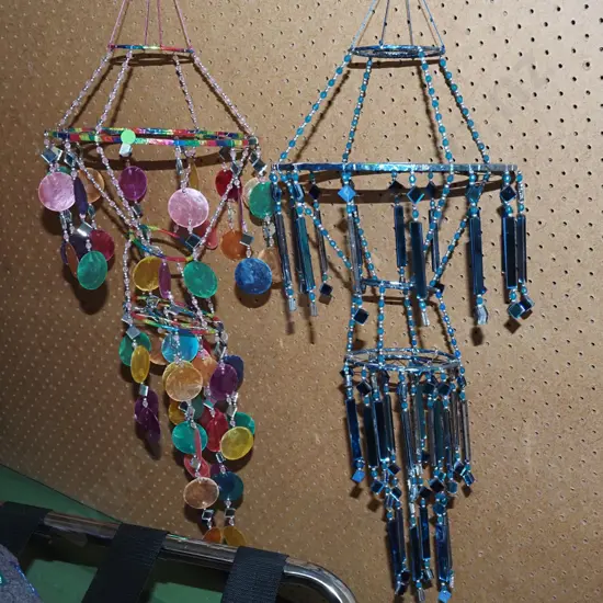 2x hanging mobiles - green dots