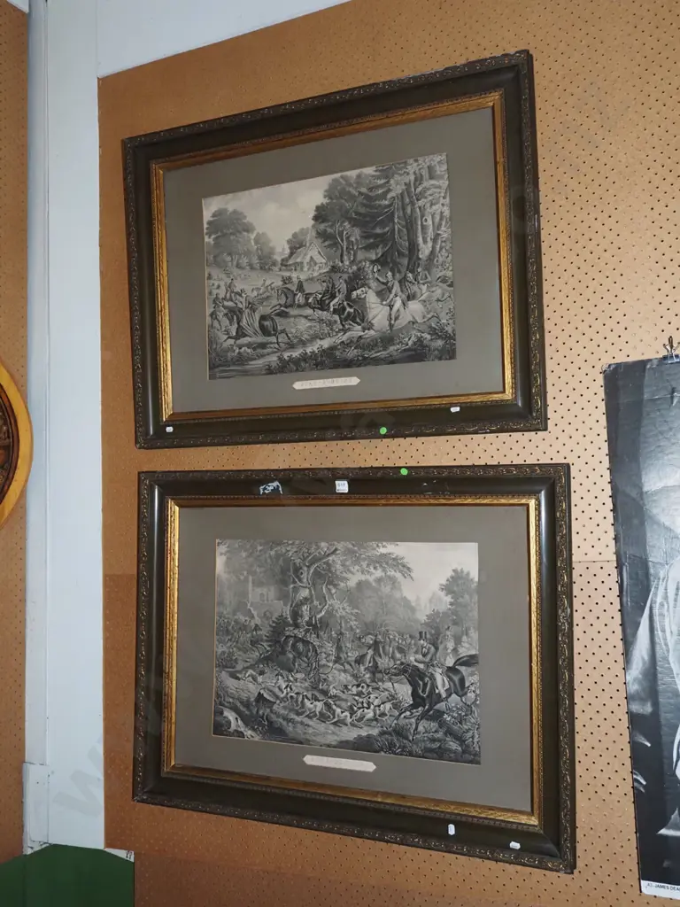 2x ornate framed hunting scene prints - no glass, loose in frames Each H700 W905 Image 1++