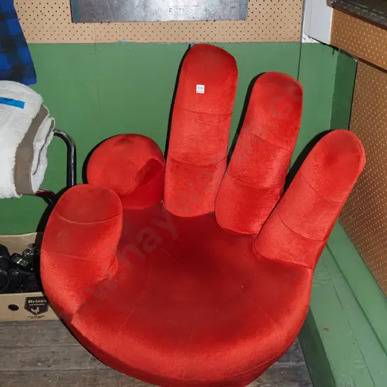 unusual novelty rotating red upholstered hand chair