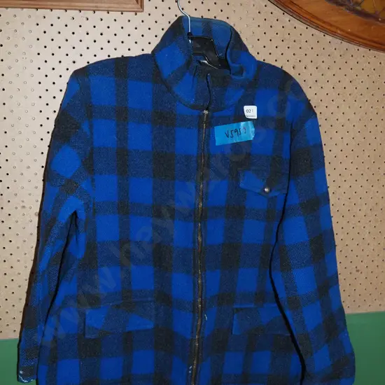 blue checked woollen bush shirt - size unknown