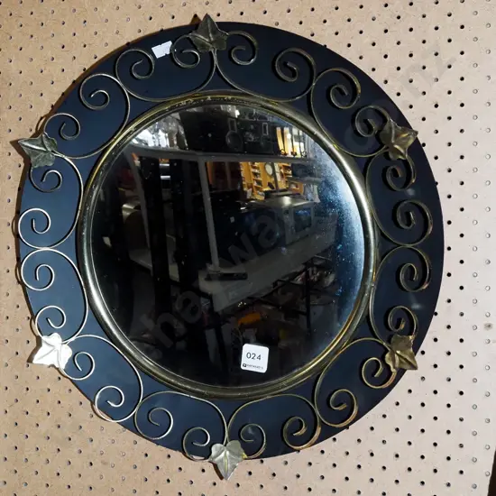 retro wrought metal circular wall mirror Diam430