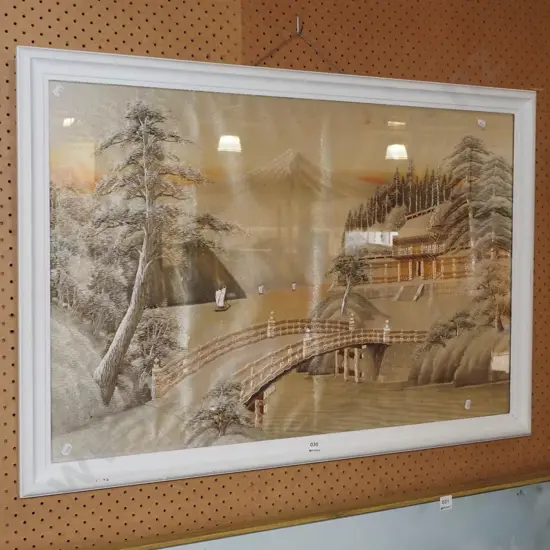 Asian needlework - bridge, boats and pagoda H650 W960