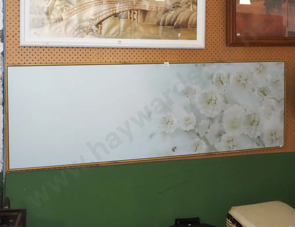 framed print on board - white flowers H500 W1500 Image 1++
