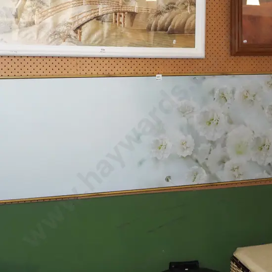 framed print on board - white flowers H500 W1500