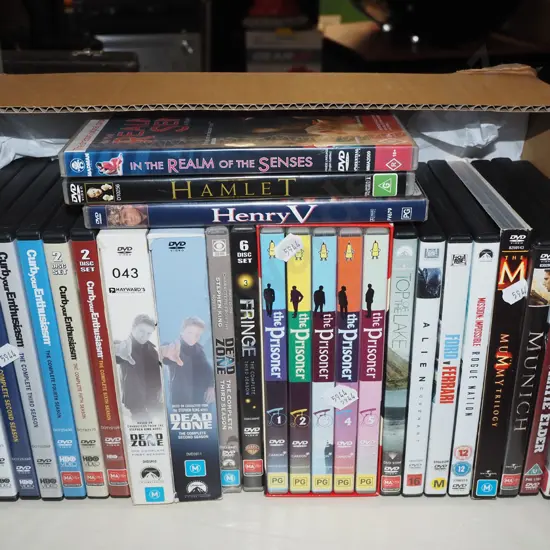 box of DVDs