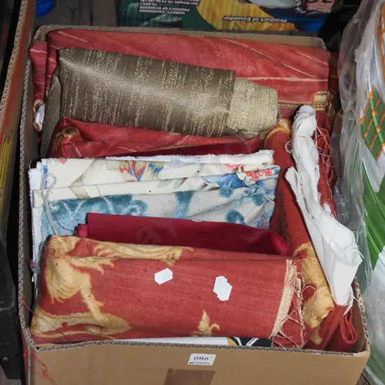 box of fabric pieces