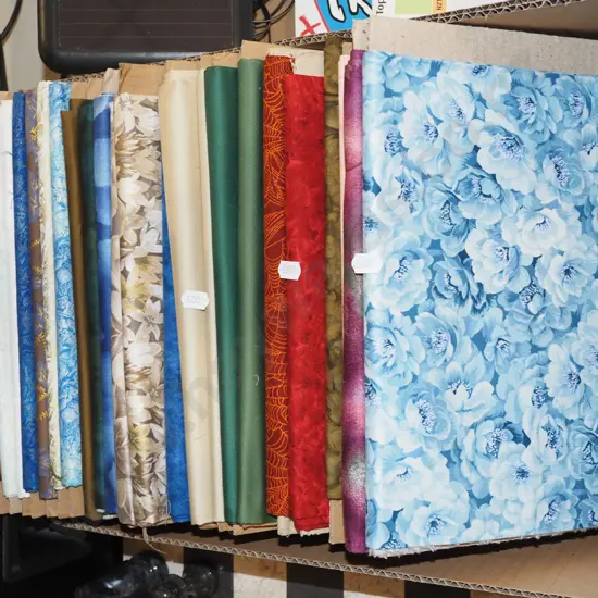 box of fabric pieces