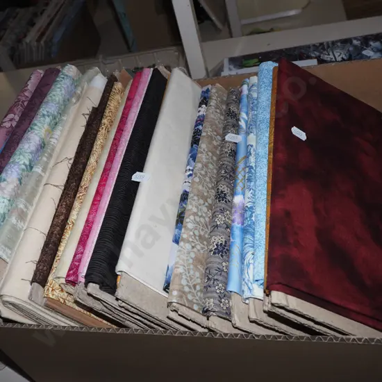 box of fabric pieces