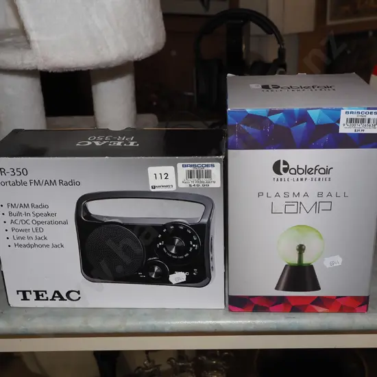 box; plasma ball lamp, portable FM/AM radio