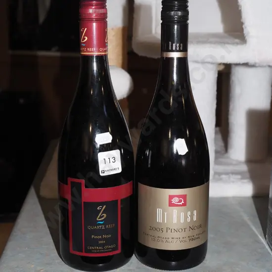 bottle of Quartz Reef pinot noir 2004, Mt Rosa pinot noir 2005