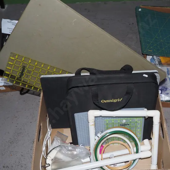 various tapestry hoops, Omni-Grid cutting boards etc