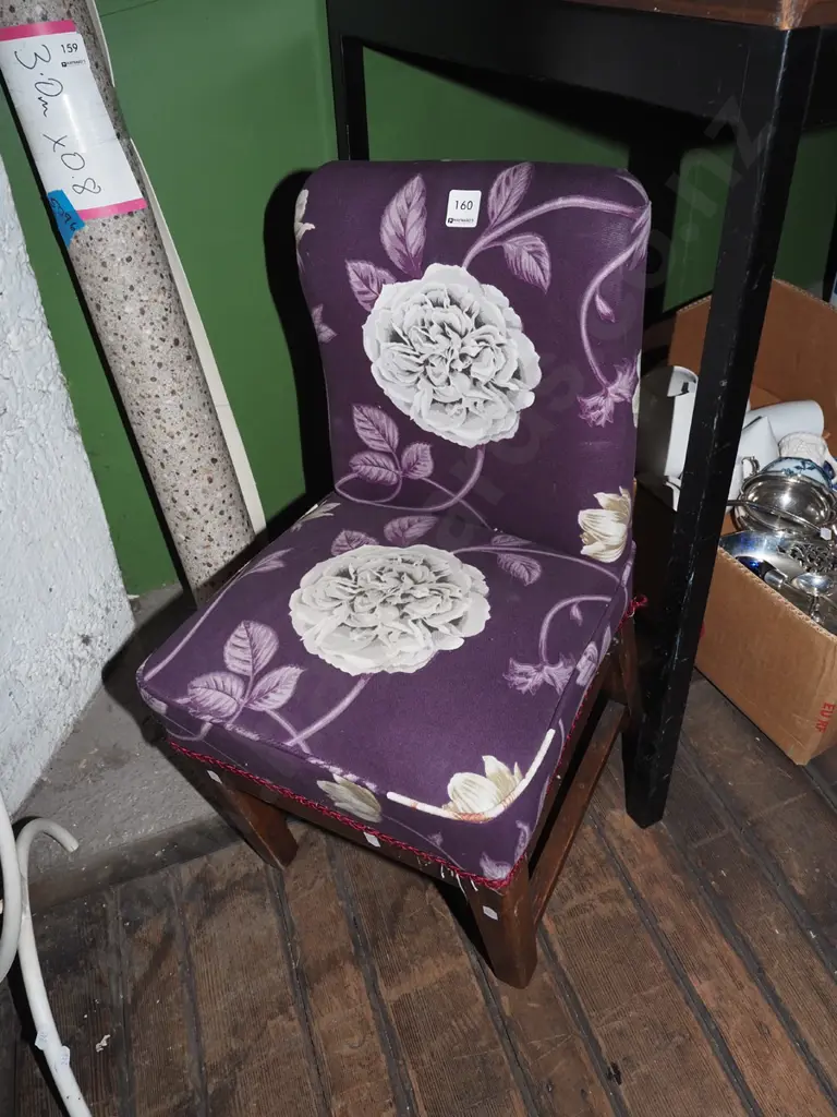purple and floral upholstered child's chair Image 1++