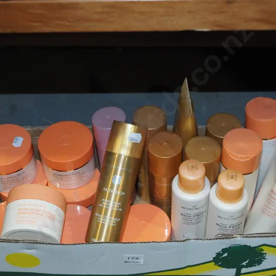 box; various moisturisers, toning lotions