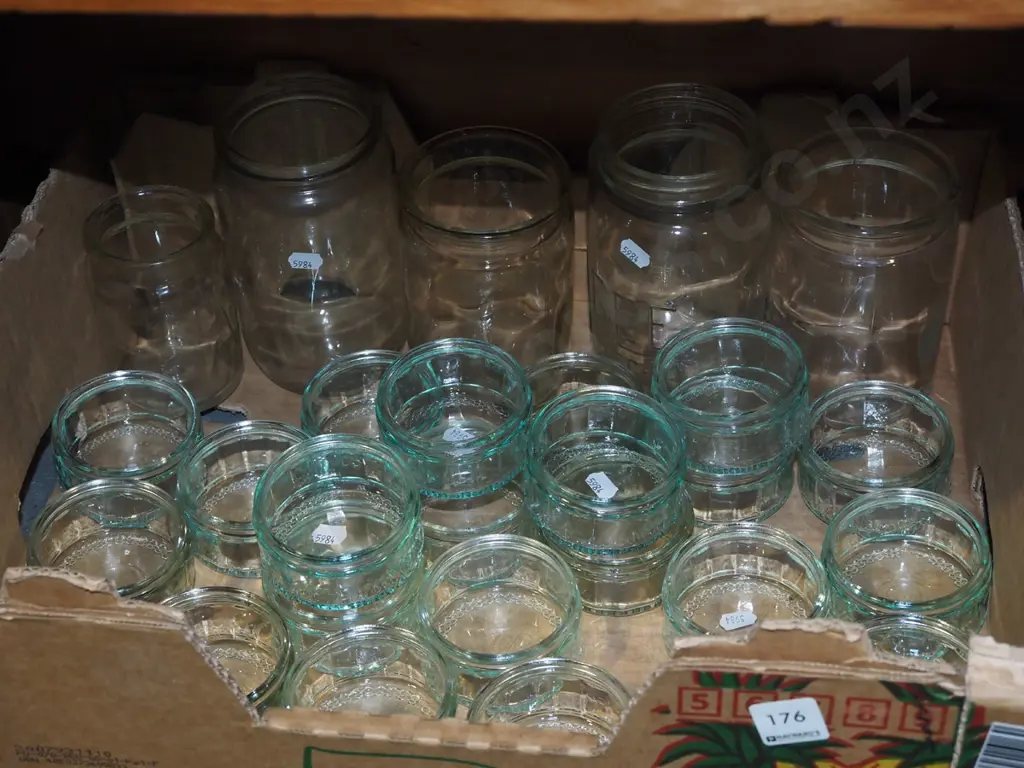 box; assorted glass jars Image 1++