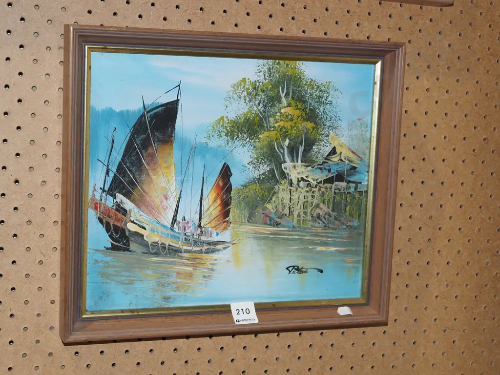 small oil on board - sampans Image 1++