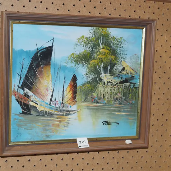 small oil on board - sampans