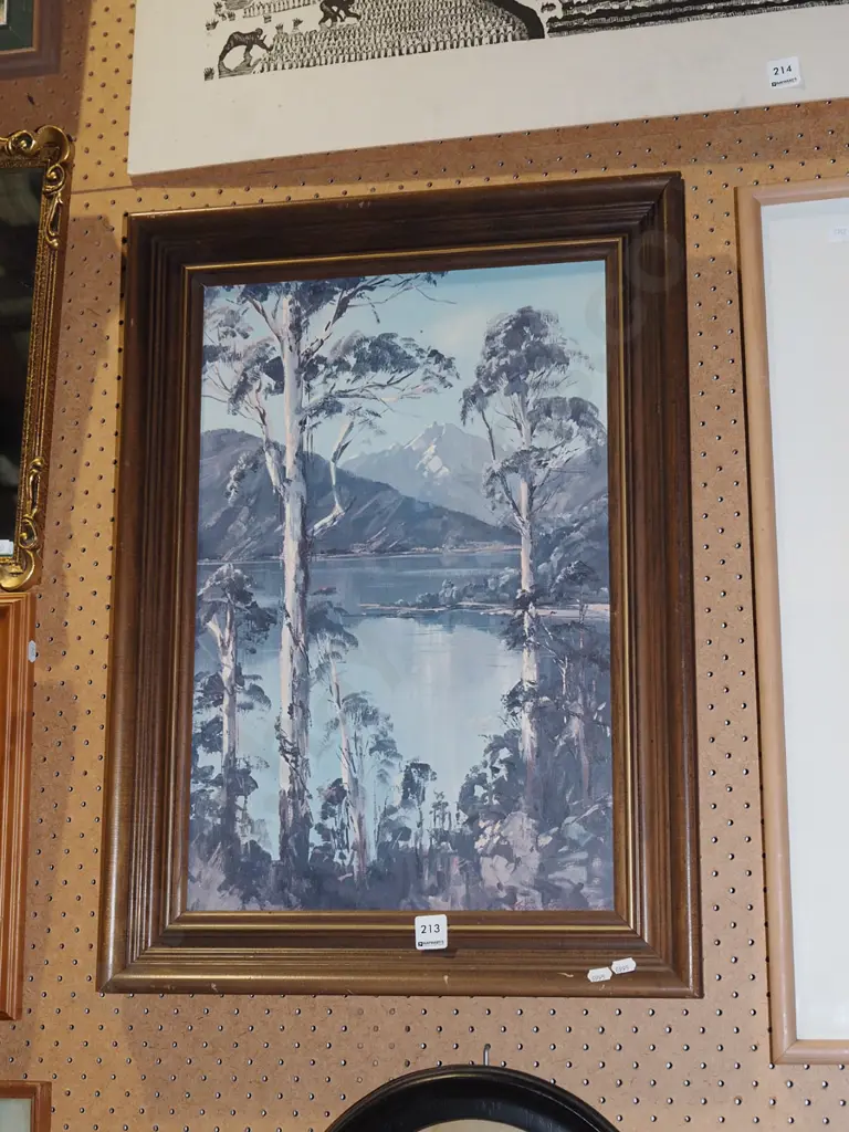 framed Aston Greathead print - lake and mountain scene Image 1++
