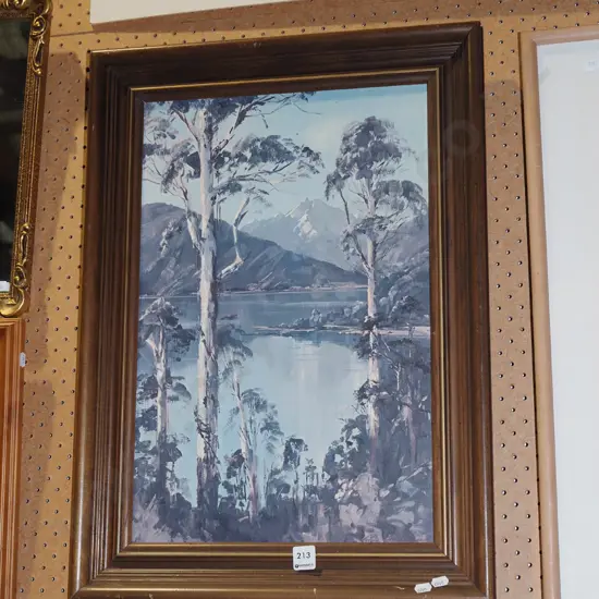 framed Aston Greathead print - lake and mountain scene