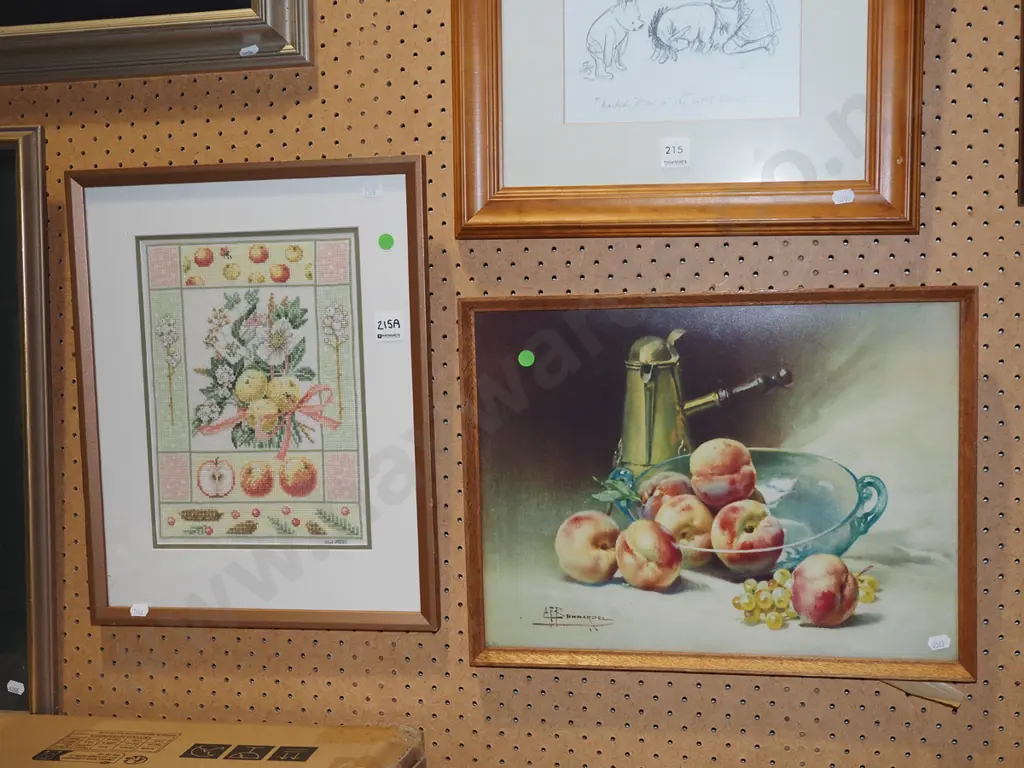 framed print - still life, framed needlework - fruits and flowers Image 1++