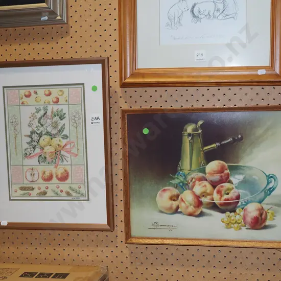 framed print - still life, framed needlework - fruits and flowers