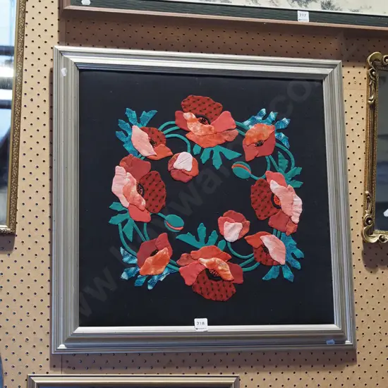 framed patchwork picture - poppies