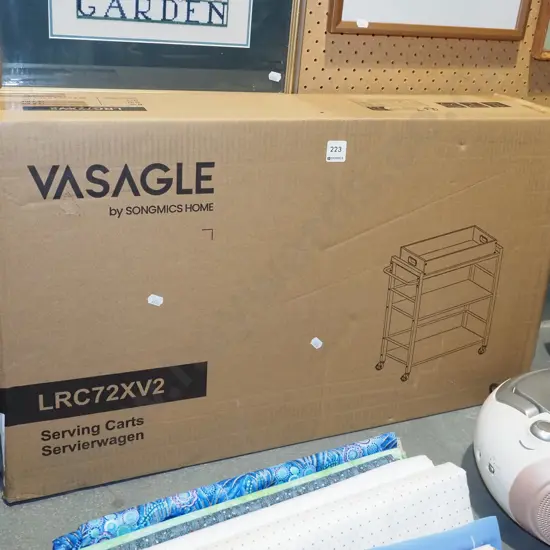 boxed yet to be assembled serving cart/tea trolley
